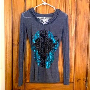 Rock &Roll Cowgirl long sleeve bedazzled